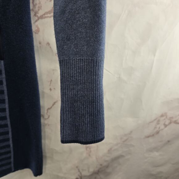 Title Nine Dress Womens XS Blue Stripe Sweater Long Super Power Zip Merino Wool - Picture 8 of 13